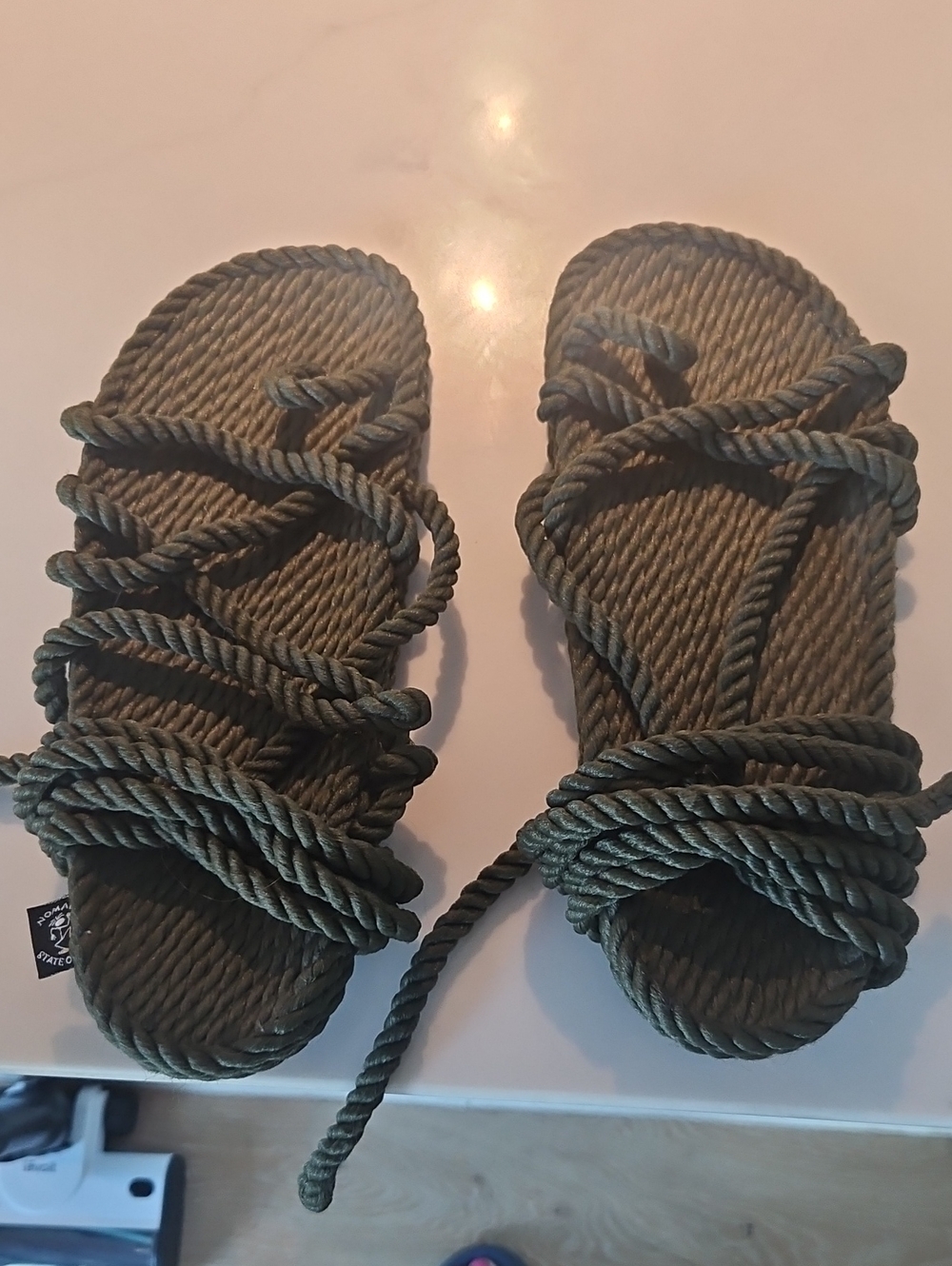 NWOT Free People - Nomadic State Of Mind Women's Olive Green Rope Sandals
